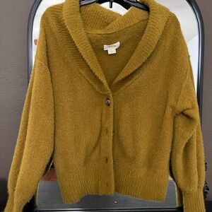 Anthropologie Mustard Cardigan Sweater